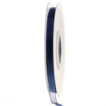 Product Organza ribbon gift ribbon dark blue ribbon blue selvedge 6mm 50m