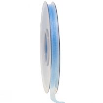 Product Organza ribbon gift ribbon light blue ribbon blue selvedge 6mm 50m