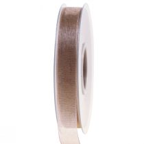 Product Organza ribbon gift ribbon beige ribbon selvedge taupe 15mm 50m