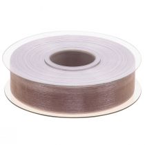 Product Organza ribbon gift ribbon beige ribbon selvedge taupe 25mm 50m