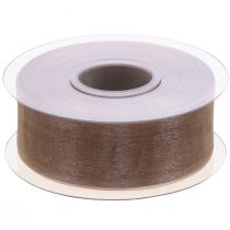 Product Organza ribbon gift ribbon beige ribbon woven edge taupe 40mm 50m