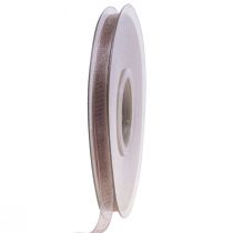 Product Organza ribbon gift ribbon beige ribbon woven edge taupe 6mm 50m