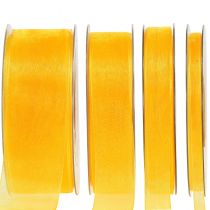 Product Organza ribbon gift ribbon yellow ribbon deco ribbon selvedge 50m