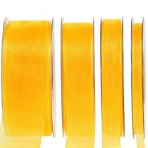 Product Organza ribbon gift ribbon yellow ribbon decorative ribbon selvedge 50m