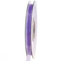 Product Organza ribbon gift ribbon purple ribbon selvedge 6mm 50m