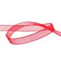 Organza ribbon with selvedge red 7mm 50m