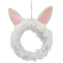 Product Easter decoration decorative ring rabbit ears door decoration white Ø13cm 4pcs