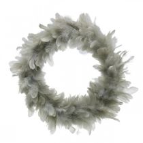 Easter decoration feather wreath large gray Ø25cm Spring decoration real feathers