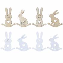 Easter decoration bunny to sprinkle wood white, nature sprinkle decoration Easter bunny 96pcs