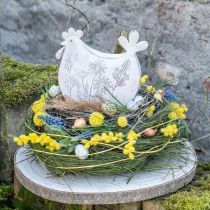 Easter decoration metal deco chicken Easter white 19.5x6.5x18cm