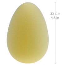 Product Easter egg decoration egg plastic light yellow flocked 25cm