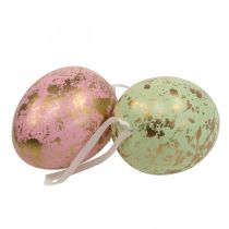 Easter egg to hang up decoration eggs pink, green, gold 15cm 4pcs