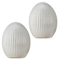 Product Easter Eggs Ceramic Decorative Egg with Grooves White Grey 10×12.5cm 2 Pcs