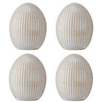 Product Easter Eggs with Grooves Ceramic Decorative Egg White Grey 7.5×9cm 4 Pcs