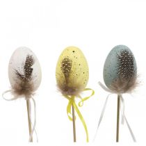 Easter eggs plastic Easter decoration flower plugs H6cm 12 pieces