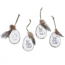 Product Easter eggs for hanging feathers rabbits metal 5×7cm 8pcs