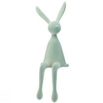 Product Easter bunny shelf sitter, sitting rabbit, flocked, grey-green, 56cm