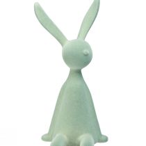 Product Easter bunny shelf sitter, sitting rabbit, flocked, grey-green, 56cm