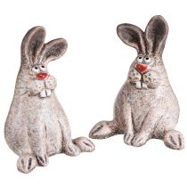 Product Easter Bunny Ceramic Funny Decoration Rabbit Brown H7cm 6 Pcs