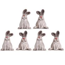 Product Easter Bunny Ceramic Funny Decoration Rabbit Brown H7cm 6 Pcs