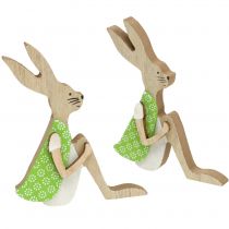Product Wooden easter bunny sitting 11cm 8pcs