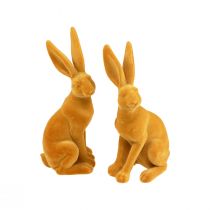 Product Easter Bunny Decoration Rabbit Figure Easter Yellow Curry H12.5cm 2 Pcs