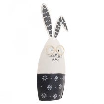Easter bunny black and white bunny with glasses metal 18.5x7x3cm 2pcs
