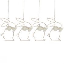 Product Easter bunnies for hanging metal flowers gold 10×14.5cm 4pcs