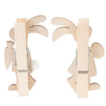 Product Easter Bunny Decorative Clips, Pink and White Wooden Easter Decorations, 7.5cm, 4 Pieces