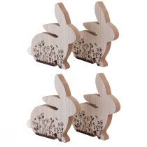 Product Easter Bunnies Wooden Rabbits Sitting Natural Brown 18.5×18cm 4pcs
