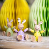 Easter bunnies colorful wooden bunnies dotted table decoration H8cm 4pcs