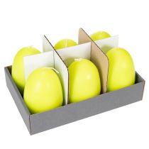 Product Easter candles, egg-shaped, egg-shaped Easter candles, lime green, 9cm, 20h, 6 pieces