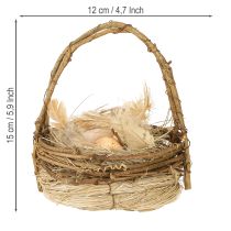 Product Easter basket with quail eggs artificial egg basket vines Ø12cm 2 pcs
