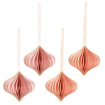 Product Paper Christmas ornaments, vintage pink apricot, Ø8cm, set of 4