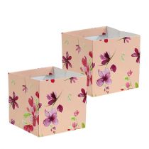 Paper bag 10.5cm x 10.5cm pink with pattern 8pcs