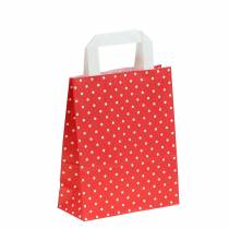 Paper bag red with dots 18cm x 8cm x 22cm 25p