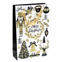 Gift bag paper bag &quot;Merry Christmas&quot; gold glitter H30cm 2pcs