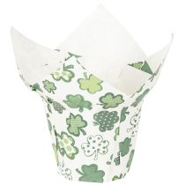 Product Paper flower pot with clover motif, New Year's decoration, 12cm, 12 pieces