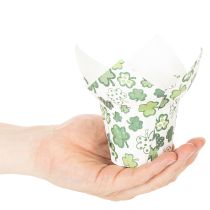 Product Paper flower pot with clover motif, New Year's decoration, 12cm, 12 pieces