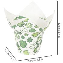 Product Paper flower pot with clover motif, New Year's decoration, 12cm, 12 pieces