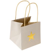 Product Paper bags with star and handle gray assorted 12×12×12cm 9pcs