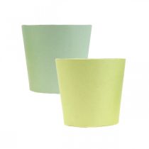 Product Paper pot, mini plant pot, cachepot blue/green Ø9cm H7.5cm 4pcs
