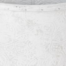 Product Plant pot, planter with ornaments, metal decoration white, grey Ø20.5cm H19.5cm