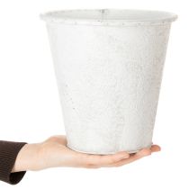 Product Plant pot, planter with ornaments, metal decoration white, grey Ø20.5cm H19.5cm