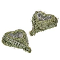 Product Decorative heart made of natural grass with foil insert, 14cm, 2 pieces