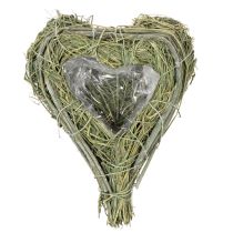 Product Decorative heart made of natural grass with foil insert, 14cm, 2 pieces