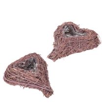 Product Heart-shaped bowl with branches and foil insert for floral arrangements, 14cm, 2 pieces