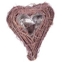 Product Heart-shaped bowl with branches and foil insert for floral arrangements, 14cm, 2 pieces
