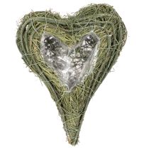 Product Plant heart made of natural material with foil insert, 22cm, 2 pieces
