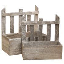 Product Planter Wooden Mini Flower Box L22/25cm Set of 2